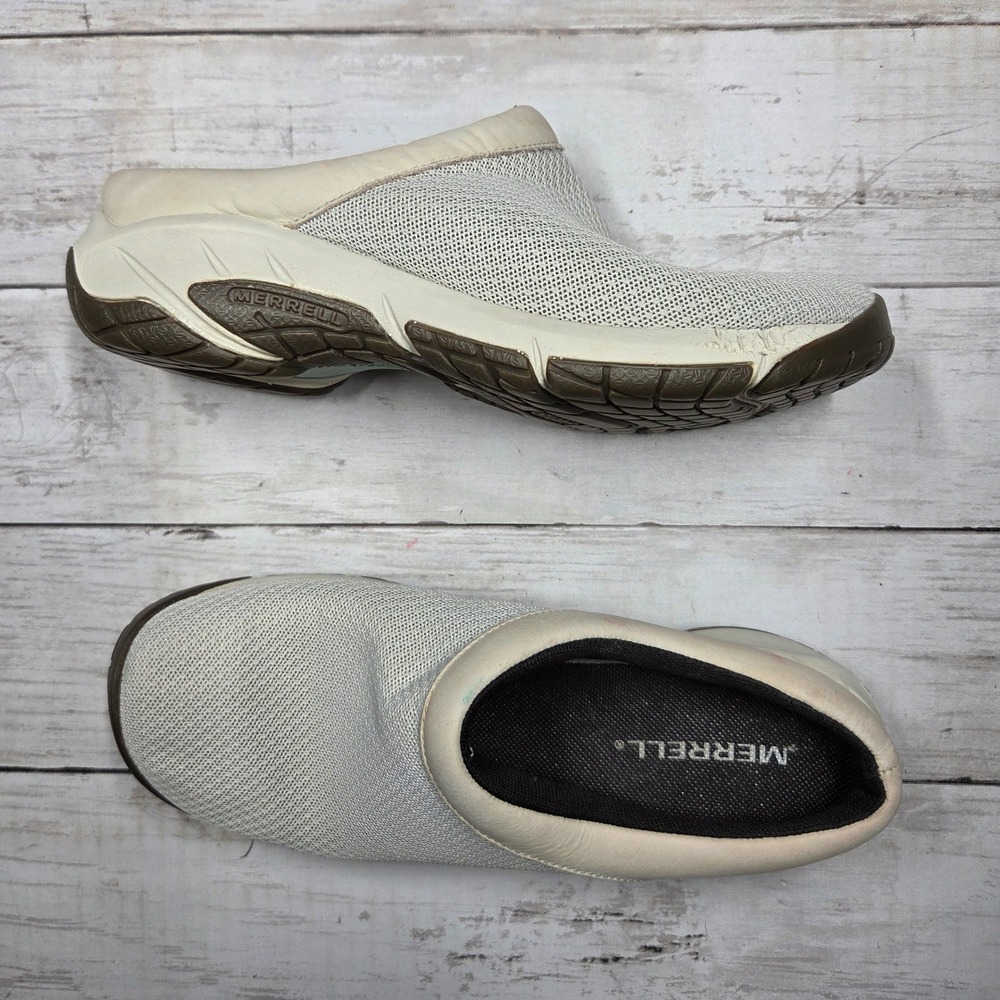 Merrell Encore Breeze 4 Mesh Clog Mules Women 7 Aluminum Beige J001418 Slip On